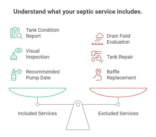 Breakdown of what a septic pumping price includes and what is billed separately
