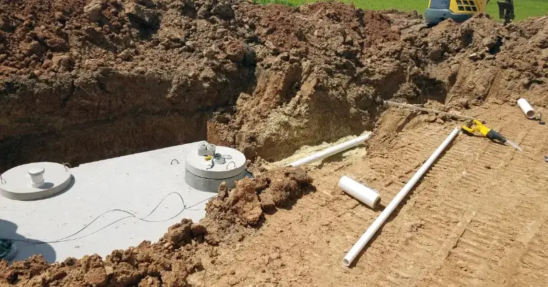 Septic tank being pumped and inspected in Tyler, Texas (second view)